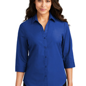 Ladies 3/4 Sleeve Carefree Poplin Shirt